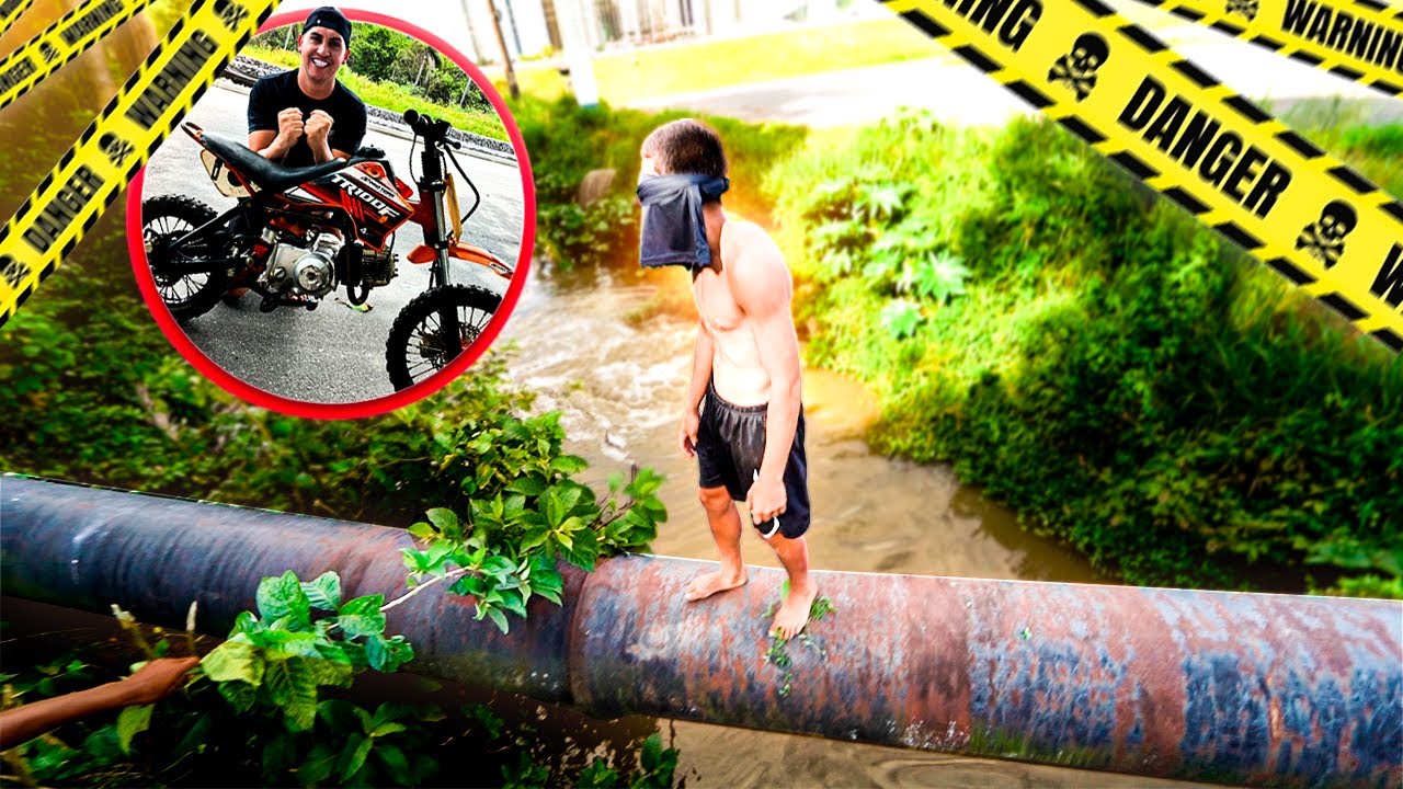 QUEM ATRAVESSAR O CANO DO ESGOTO VENDADO LEVA A MINI MOTO