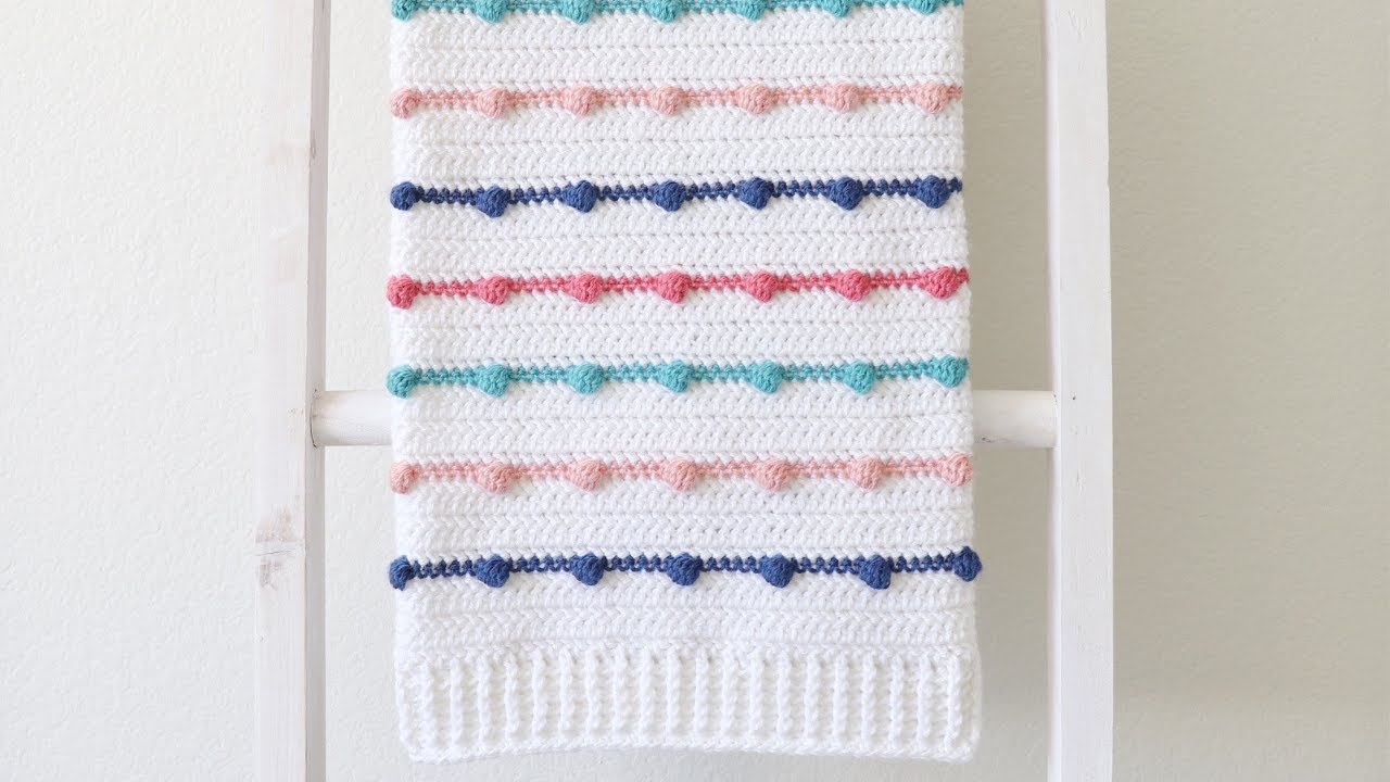 Crochet Bobble Lines Baby Blanket