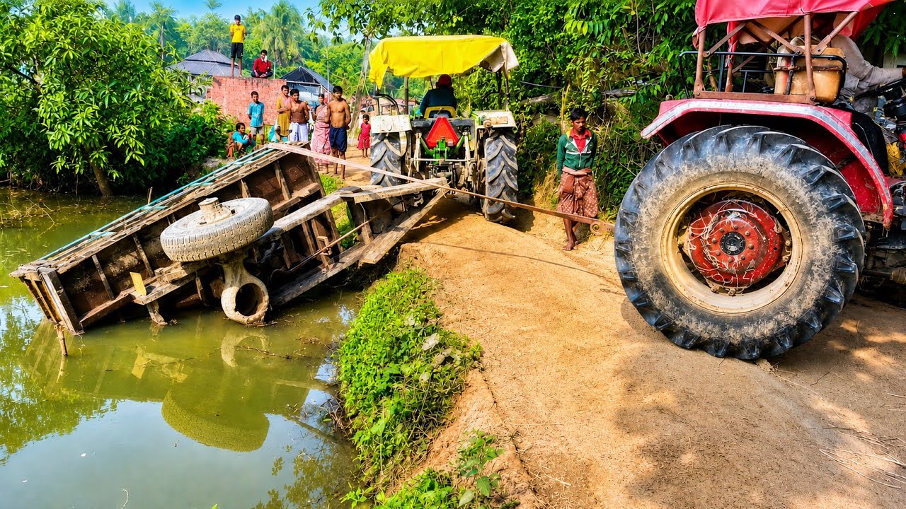 john deere tractor danger accident in pond water 🤔Tractor Bangla