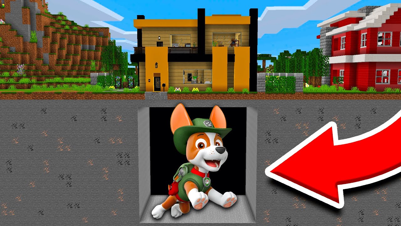 APARECE TRACKER PAW PATROL GIGANTE DEBAJO DE MI CASA EN MINECRAFT 😱