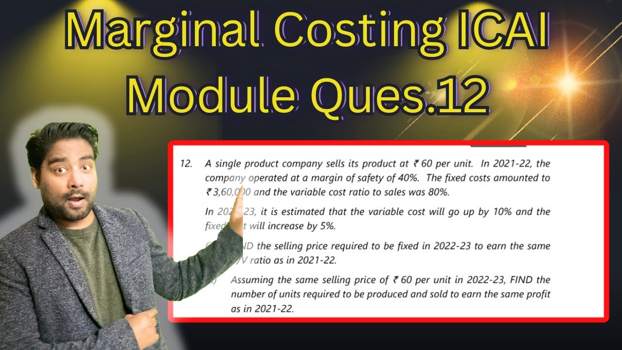Question 12 IMPORTANT (Practical)✍️ Marginal Costing from ICAI CA Inter Solution #cainter