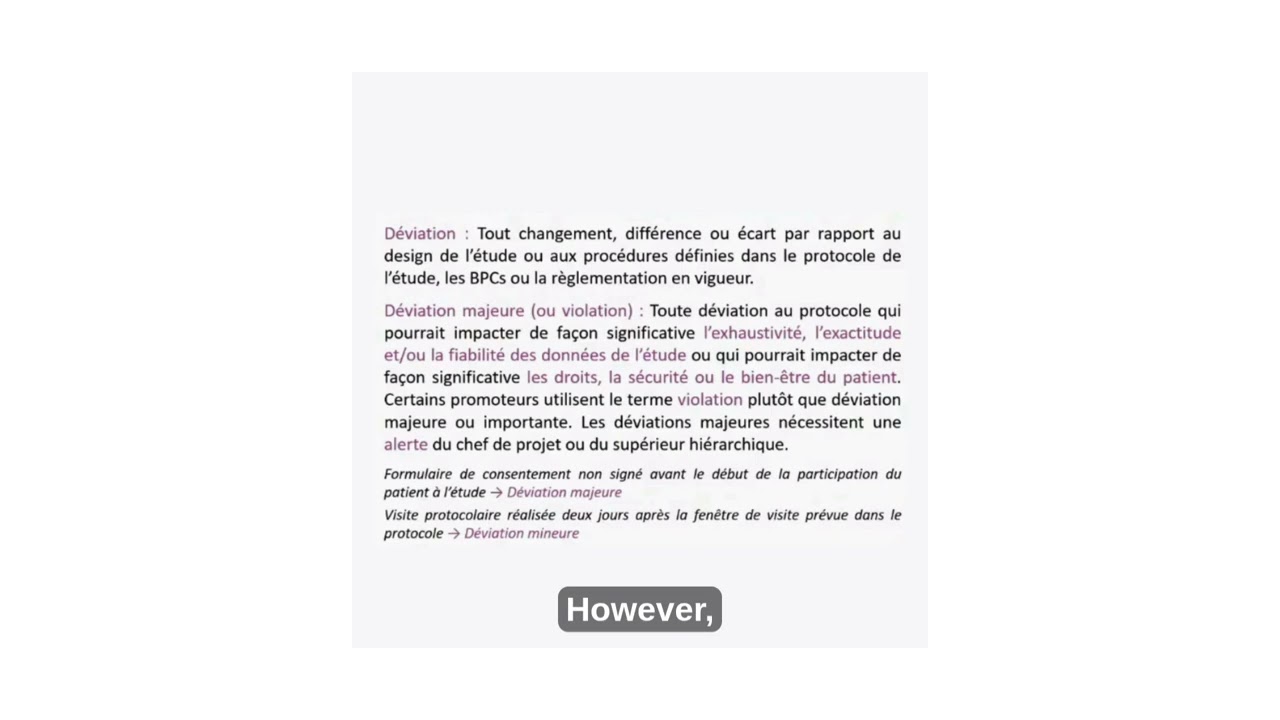 Comment faire la différence entre une déviation mineure ou majeure? 