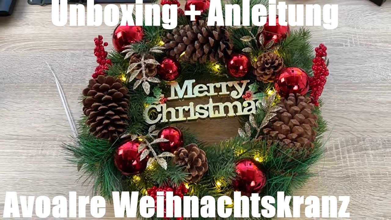 Avoalre Weihnachtskranz, 40 LEDs warmwei&szlig;e Lichterkette au&szlig;en mit Batterie Unboxing und Anleitung