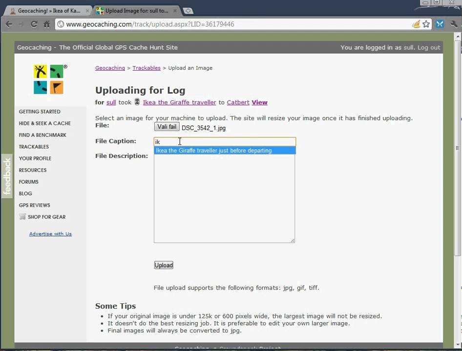how to add a photo to your geocaching.com log