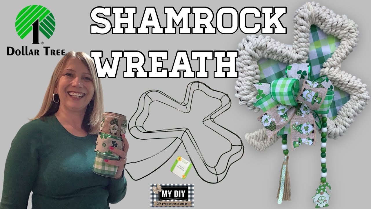 DOLLAR TREE SHAMROCK WREATH FORM | ST. PATRICK'S DAY WREATH | DOLLAR TREE DIY | ROPE WEAVING!
