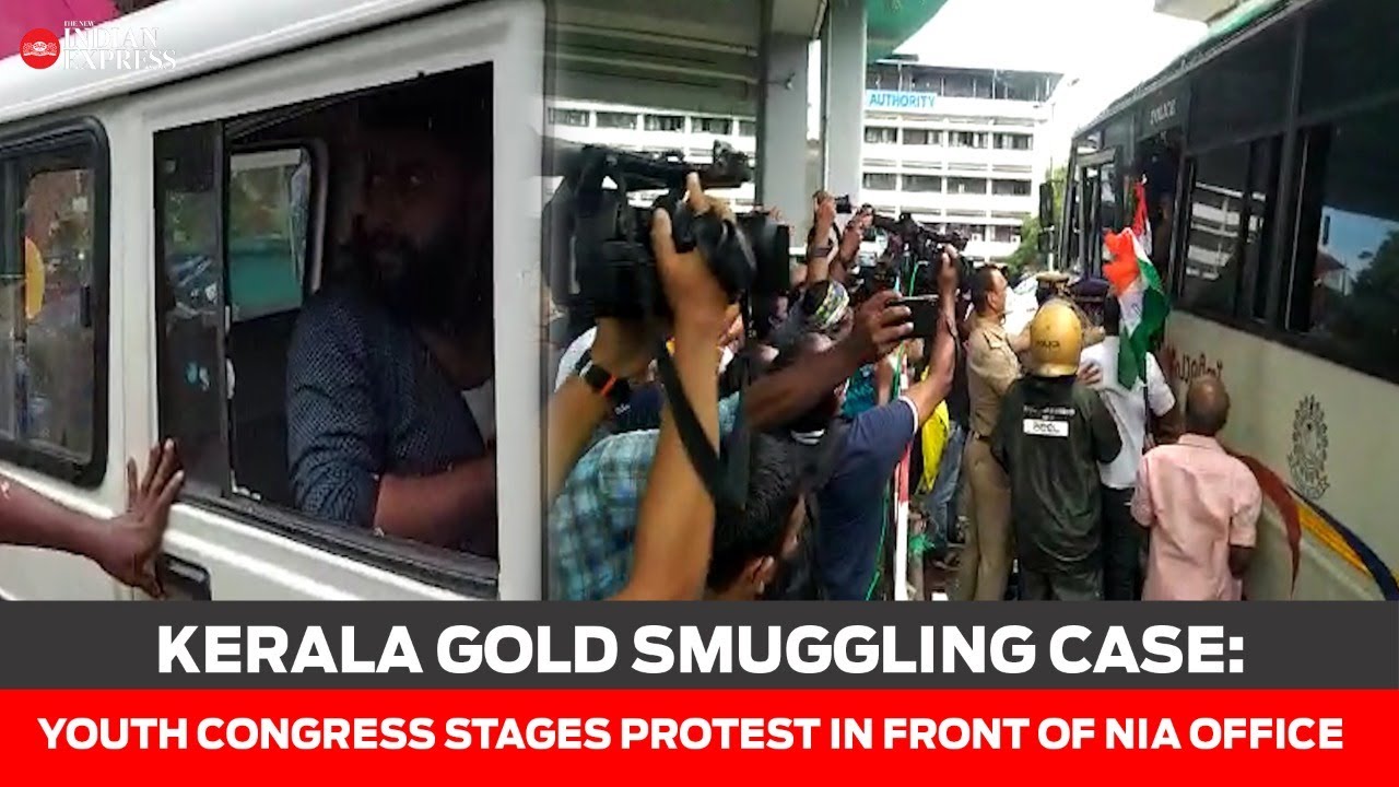 Kerala gold smuggling case: Youth Congress stages protest in front of NIA office