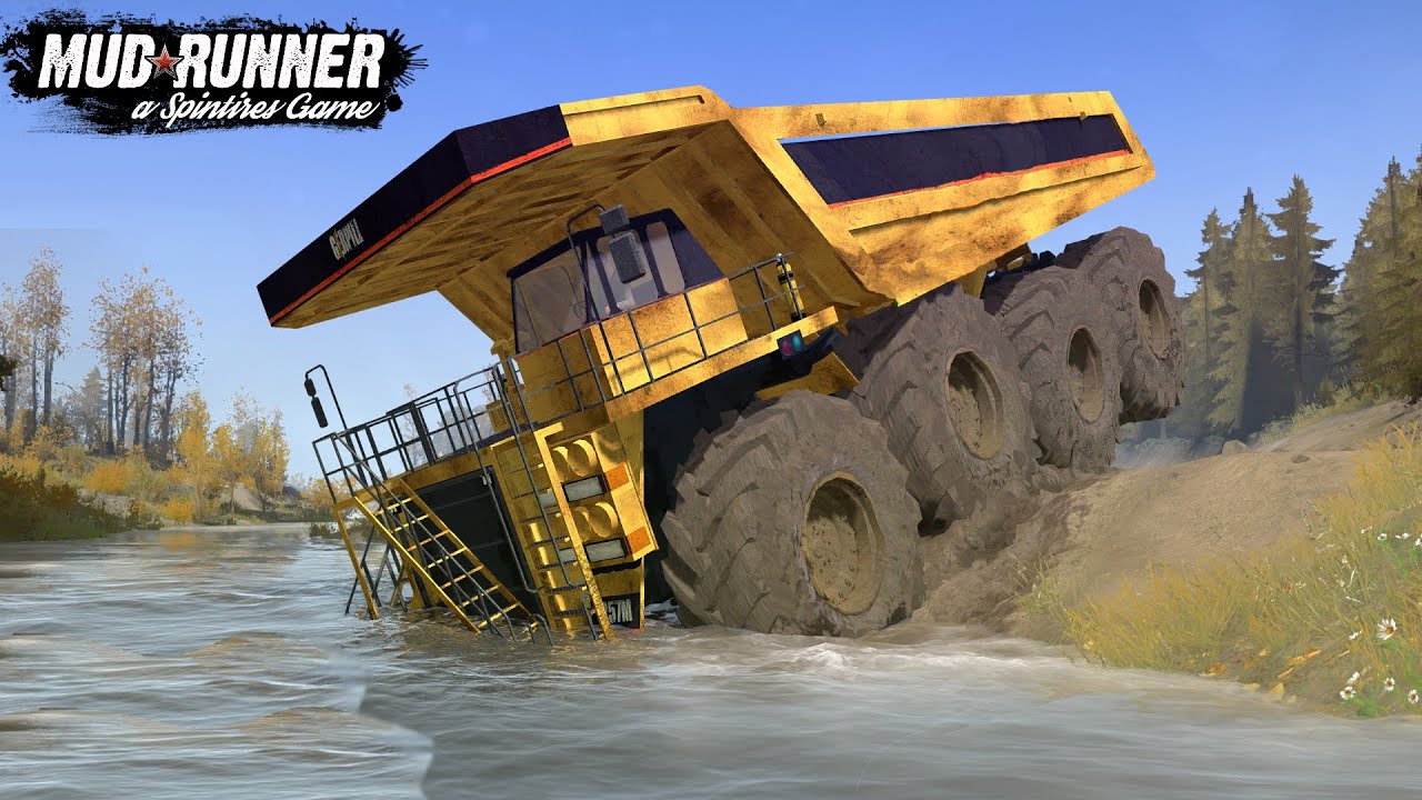 Spintires: MudRunner - GIANT MINING DUMP TRUCK 8X8 Driving Through a Deep River
