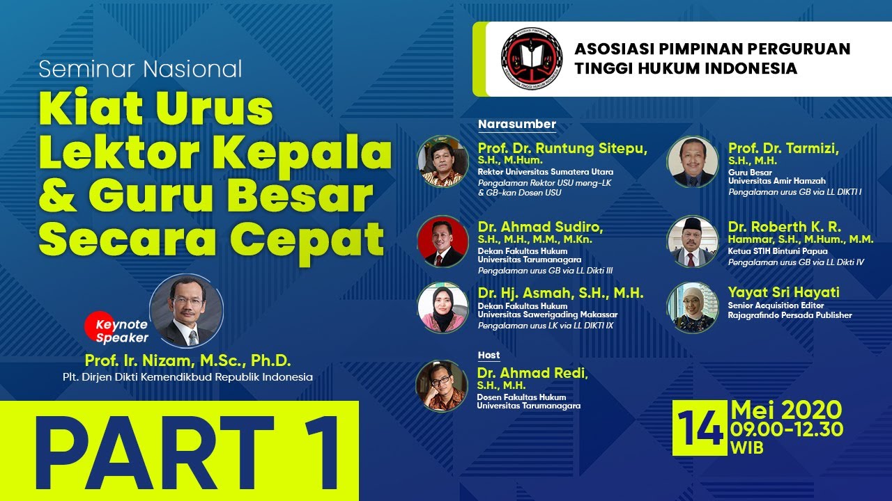 PART 1: APPTHI Webinar: Kiat Urus Lektor Kepala & Guru Besar Secara Cepat