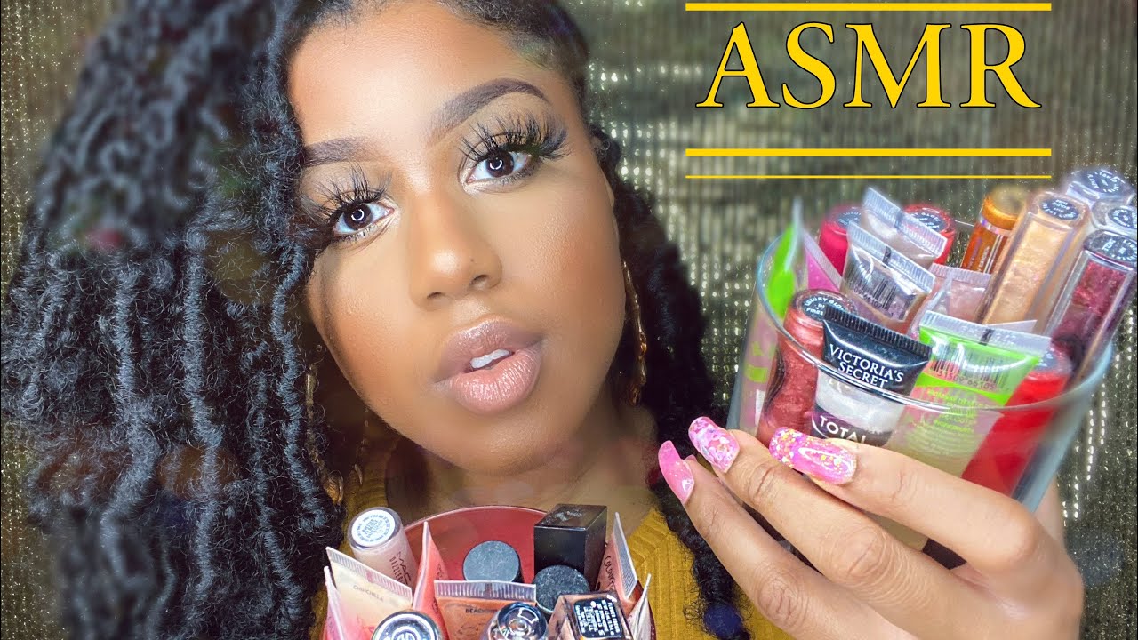 ASMR | My Lipgloss Collection & Application/Try-on 💄💋 (Soft Tapping & Whispers)