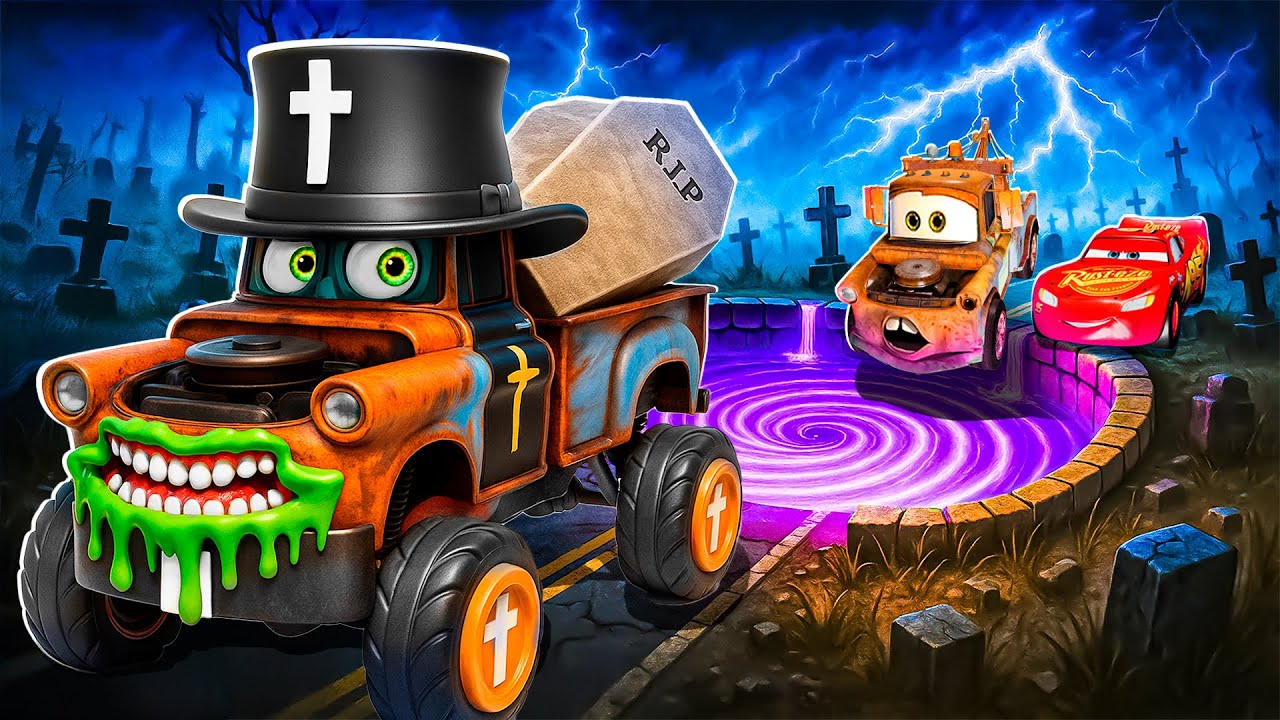 ☣️ Cars JUMP into PORTAL GRAVE Pit and TRANSFORM into ZOMBIES! | McQueen & Mater in BeamNG Drive🧟‍♂️