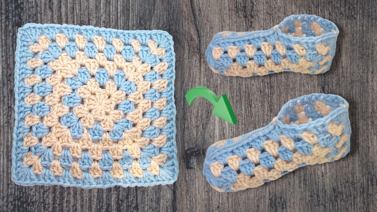 🥿From Granny Square to Slipper in 3 minutes!👀 My secret assembly technique!