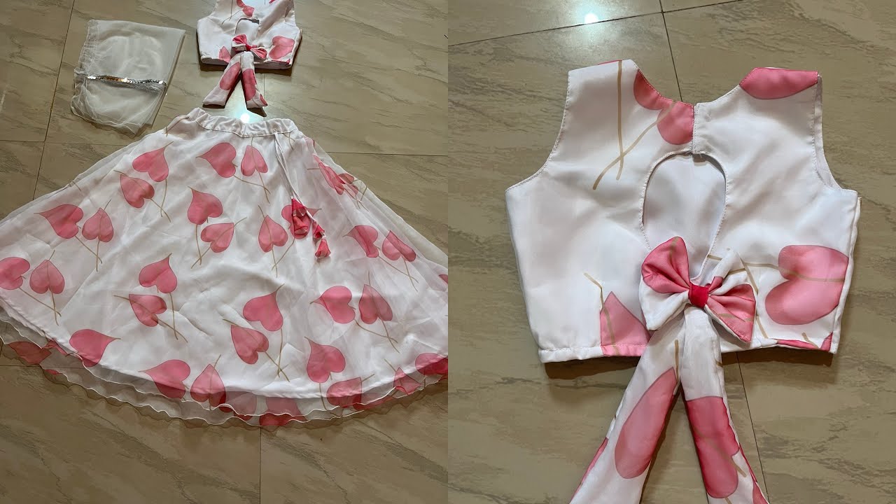 8 to 9 year baby girl lehenga and blouse cutting and stitching