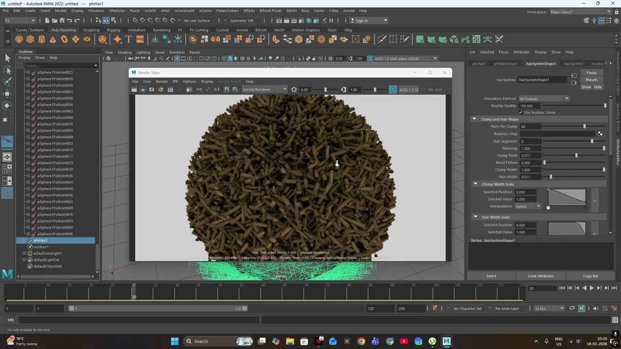 How to use nhair in maya In Hindi (1st class)