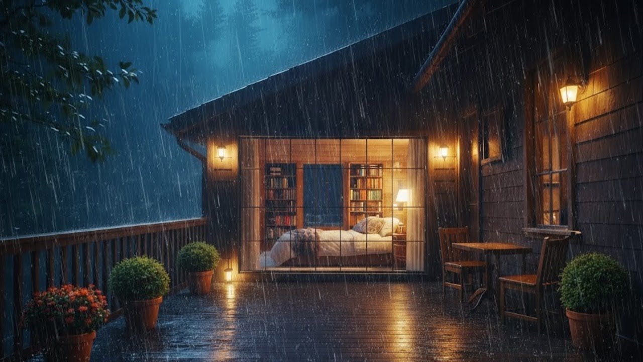 Rainy Night at a Cozy Forest Cabin | Relaxing Rain Sounds for Sleep & Peace