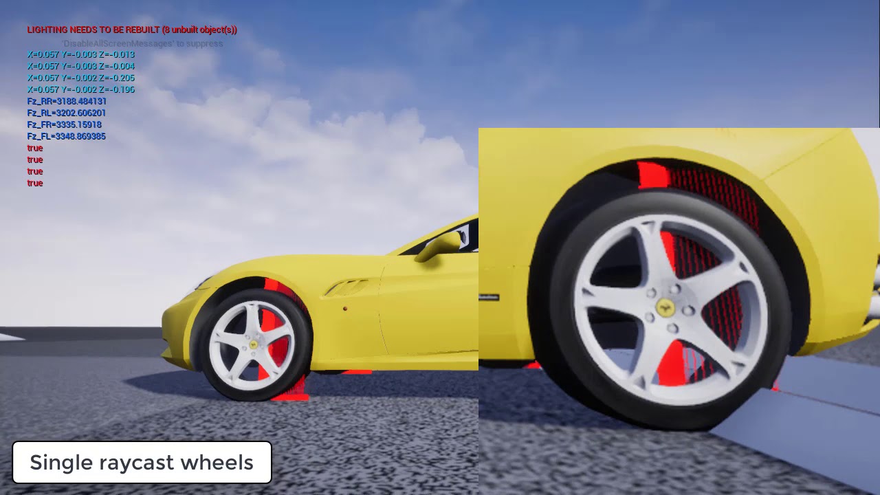 Single raycast vs. Multi raycast vehicle wheels - Unreal Engine 4