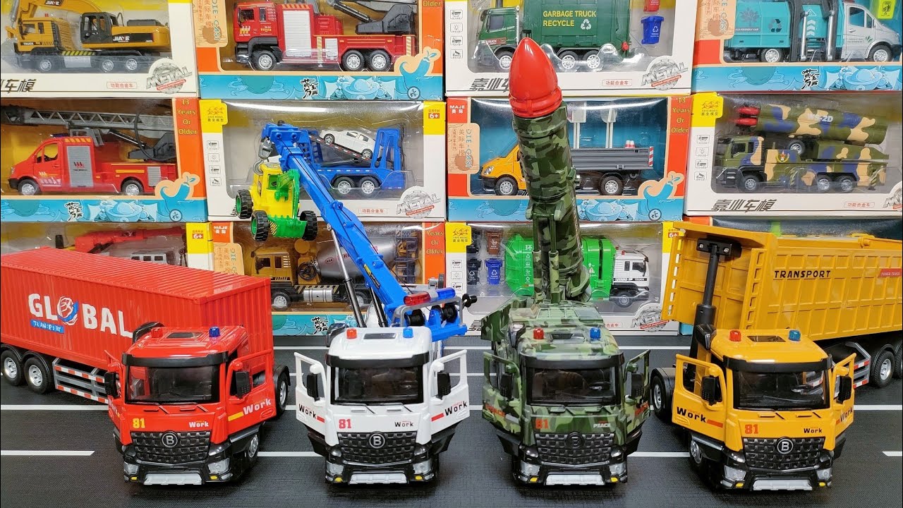 Miniature Trucks Of Container Truck, Tow Truck, Military Truck, Trailer Truck
