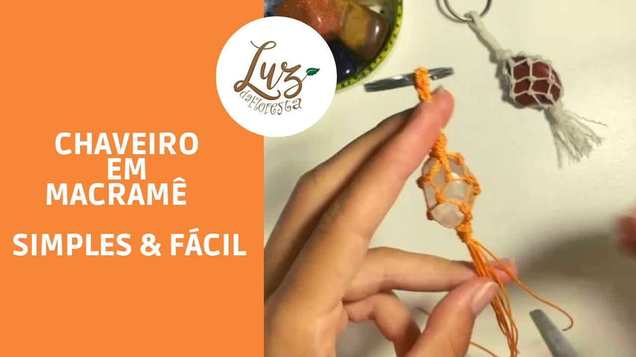 Tutorial de chaveiro em Macramê com pedra! (Live)