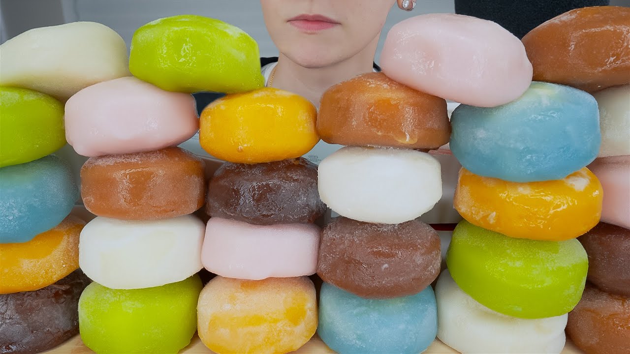 ASMR Mochi Ice Cream *Cake Batter, Pistachio, Chocolate, Espresso, Salted Caramel, Strawberry, Mango