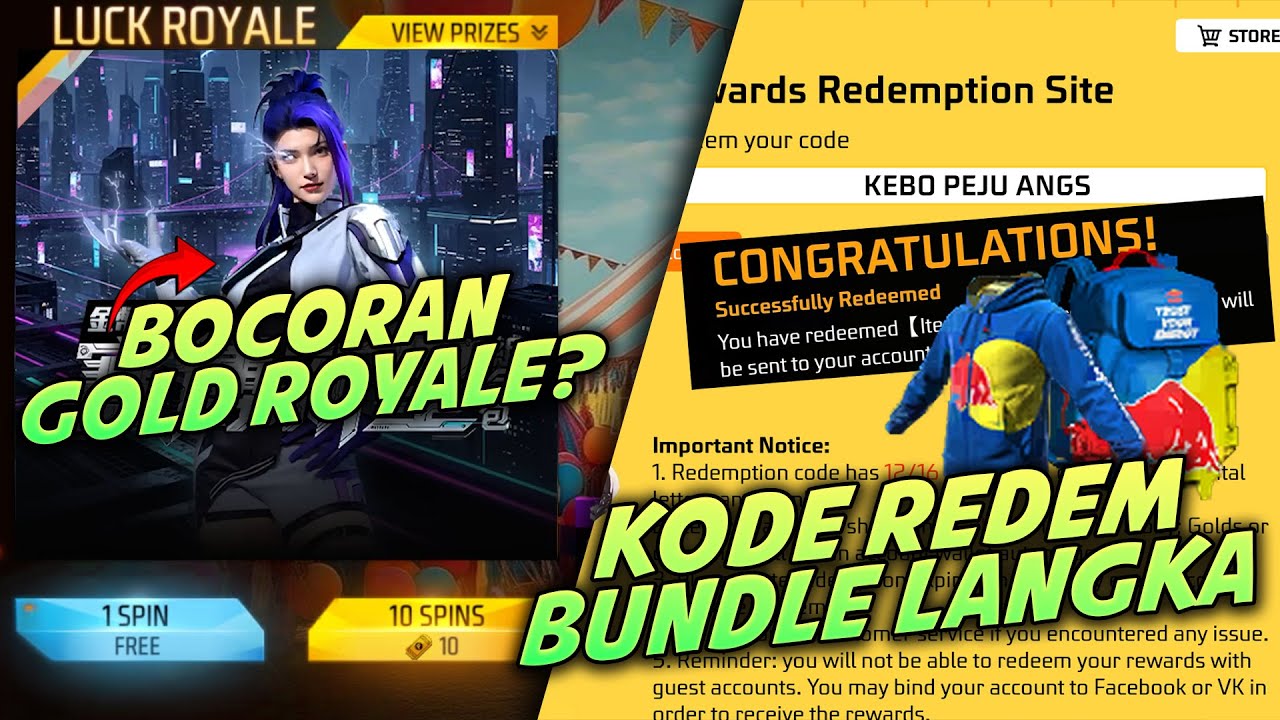 INI DIA KODE REDEEM TERBARU FF - BOCORAN GOLD ROYALE BESOK?HYPERBOOK SEGERA RILIS?!