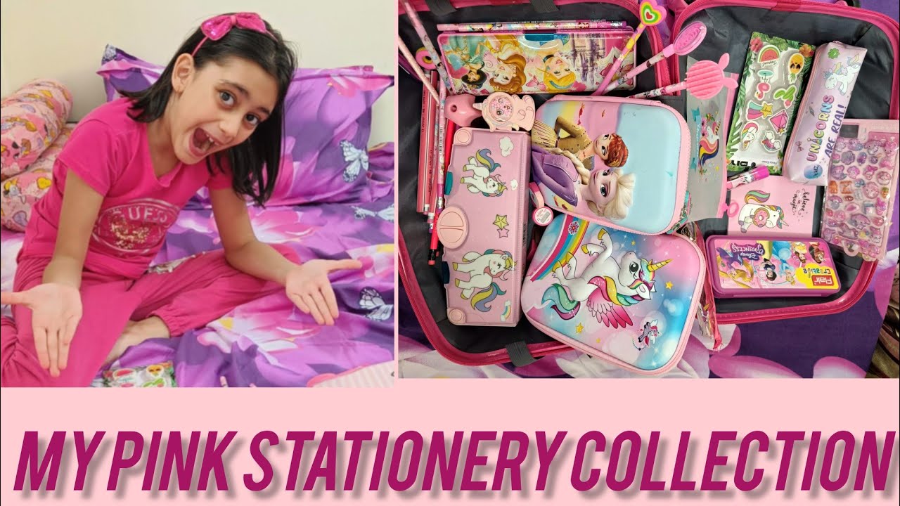 My Pink Stationery collection | my pink Stationery | Box full of pink Stationery | kids learning