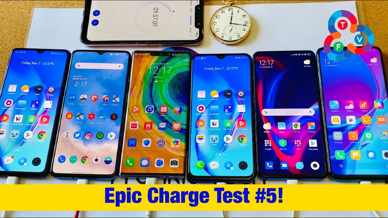 Realme X2 Pro vs OnePlus 7T vs Mate 30 Pro vs Mi 9T Pro vs Redmi Note 8 Pro - Epic Charge Test #5!