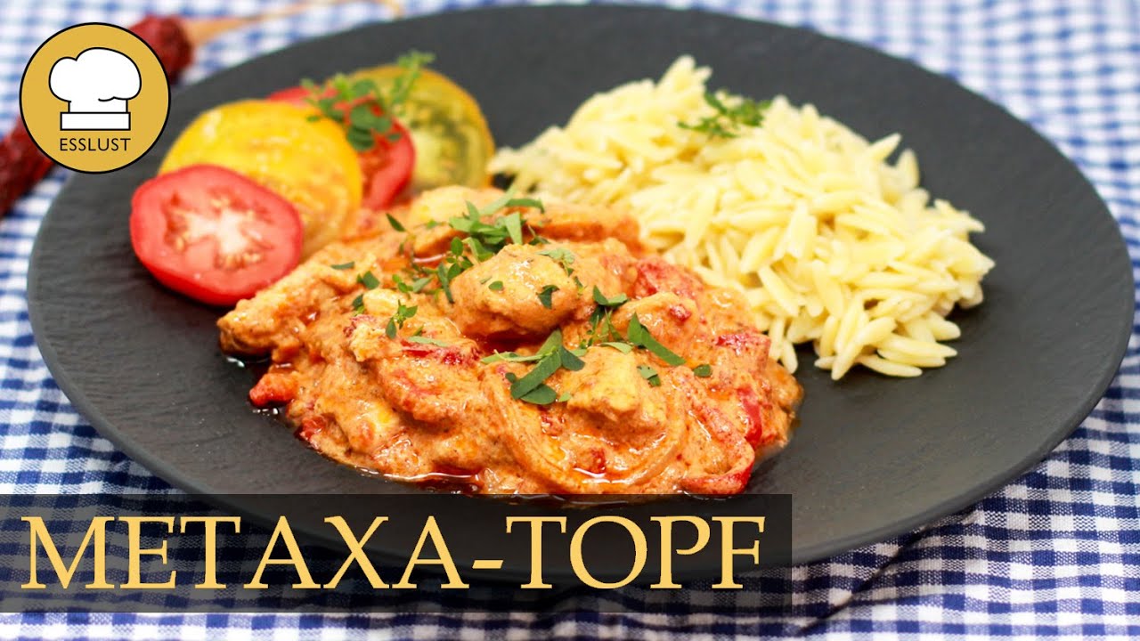Griechischer METAXA-TOPF - leckeres One Pot Gericht aus dem Ofen