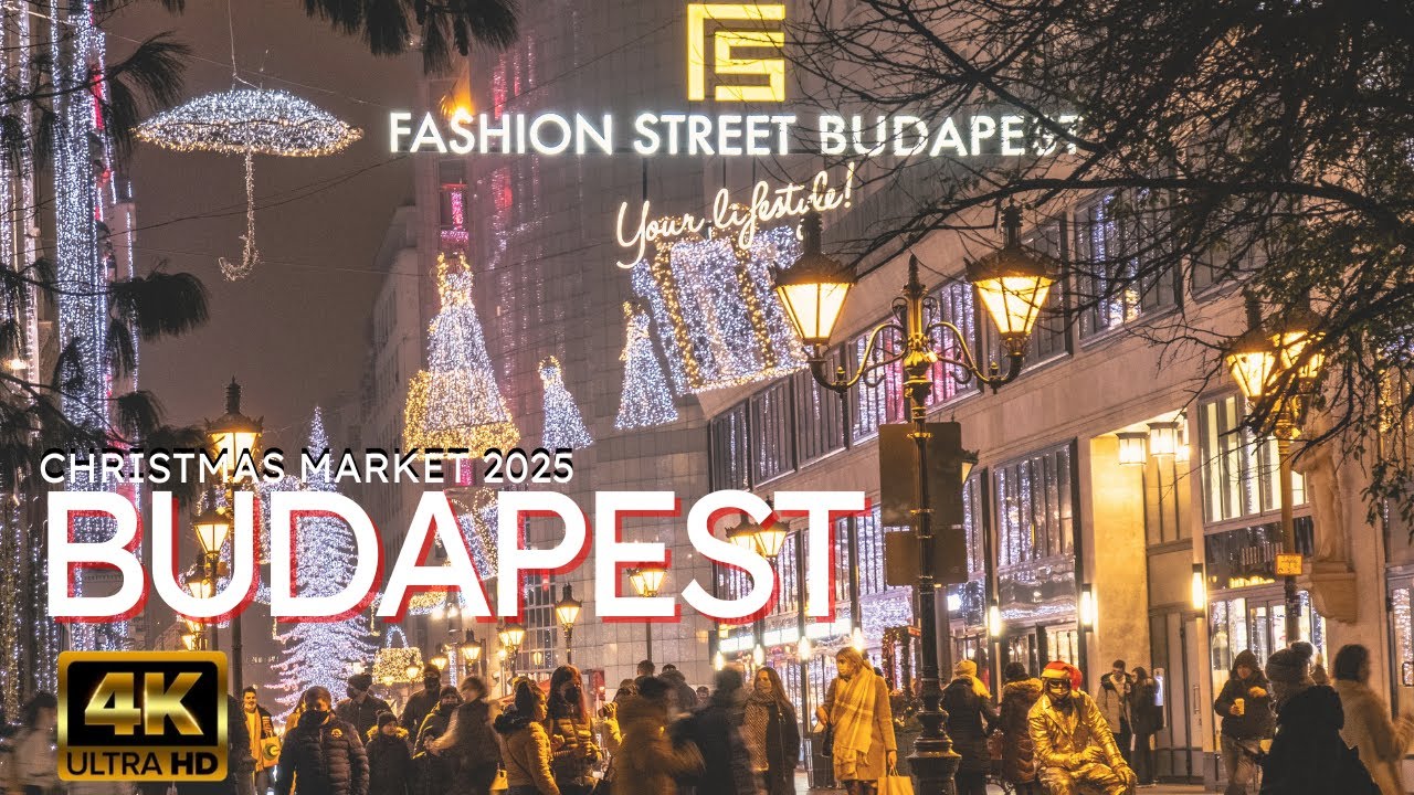 4K Budapest Christmas Market Walk-Through at Vorosmarty Square 2025