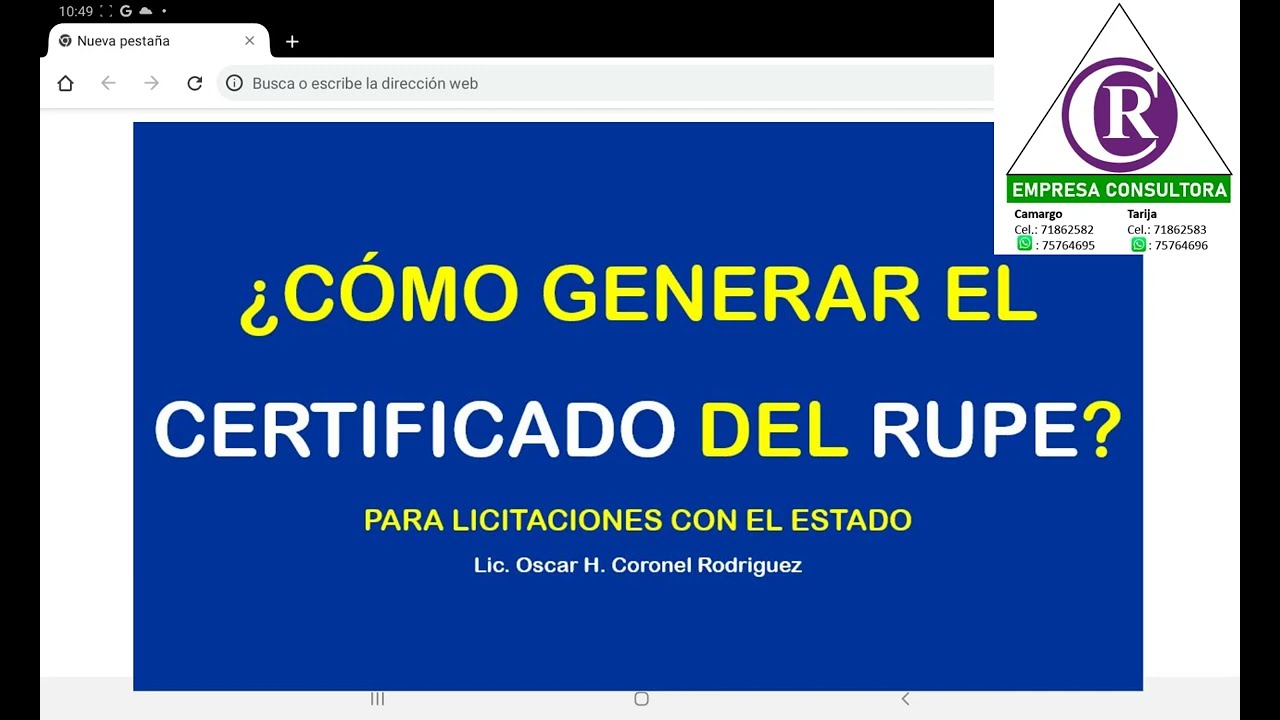 Como Generar un Certificado RUPE, para licitaciones con el Estado