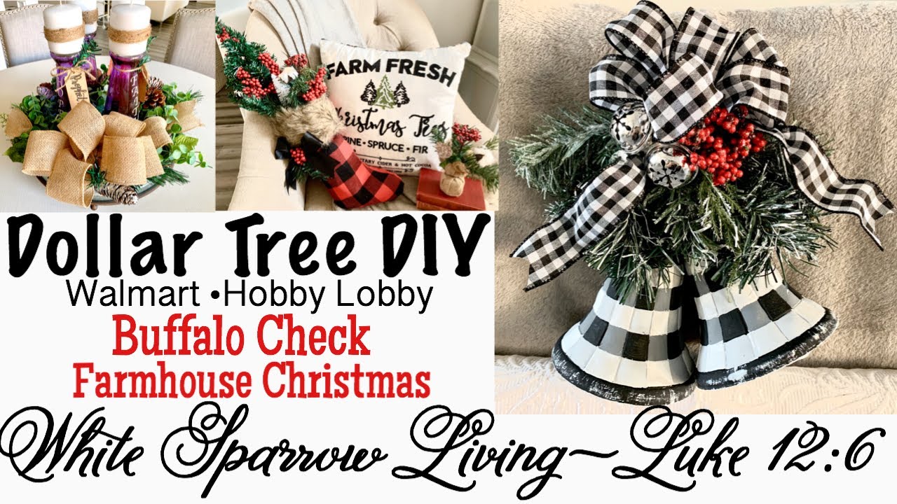 3 DIY DOLLAR TREE • WALMART • BUFFALO CHECK FARMHOUSE CHRISTMAS DECOR