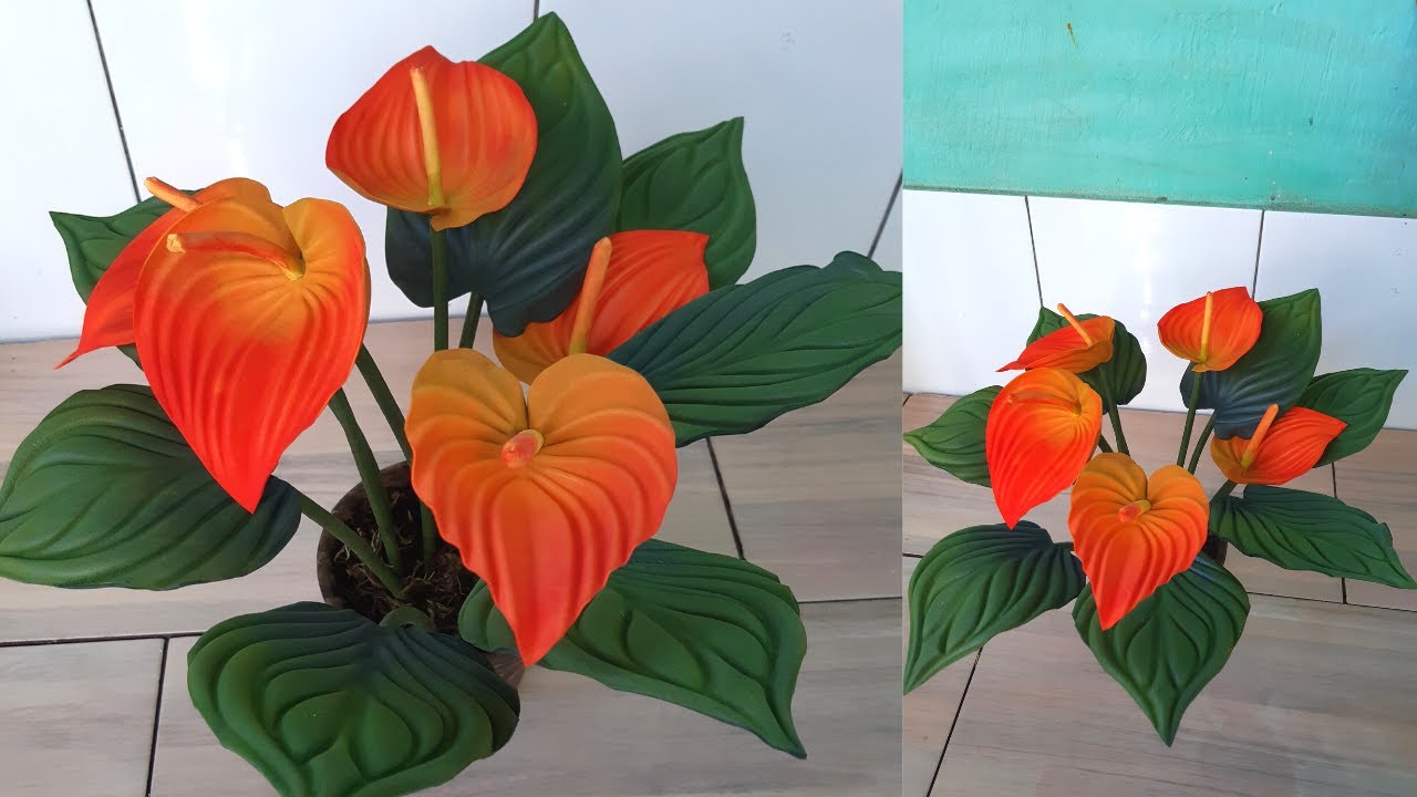 Belíssimo antúrio flamingo em eva rápido fácil e lindo