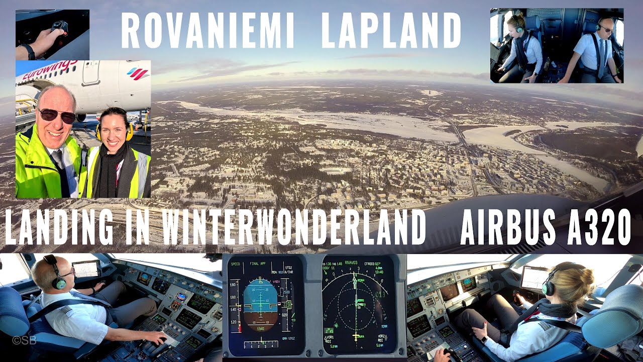 ROVANIEMI (RVN), LAPLAND | Airbus A320 landing and taxiing through the snow in winter wonderland