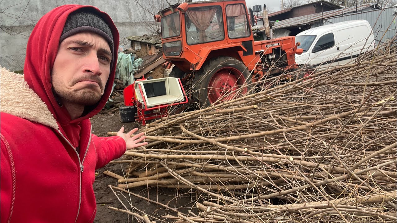 Toc crengi cu utilaj acționat de bătrânu tractor!