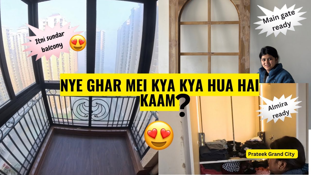 NYE Ghar ka first big update😍| Balcony and main gate ready #flat #flatindelhincr #prateekgrandcity 