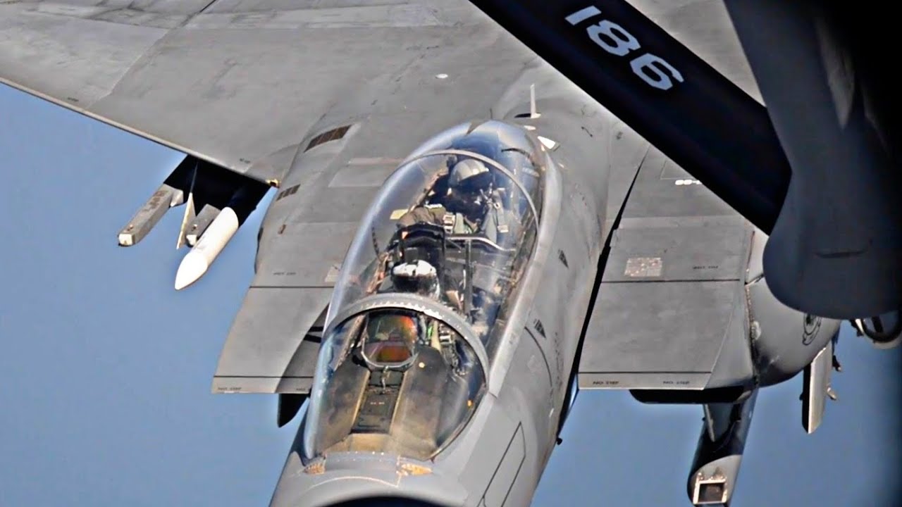 F-15E Strike Eagle Mid-Air Refueling by KC-135 | Southern Strike 2023 Combat Exercise