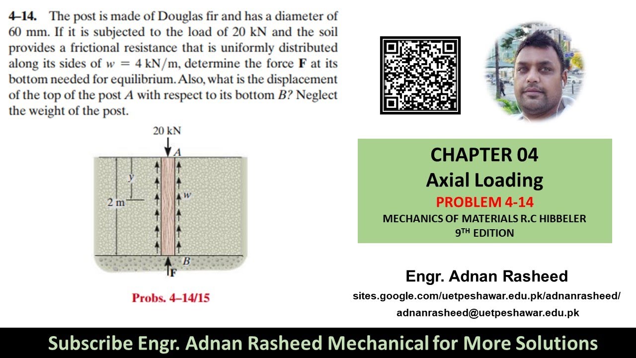 Determine force  and displacement | Problem 4-14 | Stress | Force | Mech of materials Rc Hibbeler