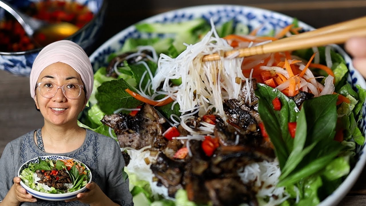 Vegan Lemongrass Mushroom Noodle Salad