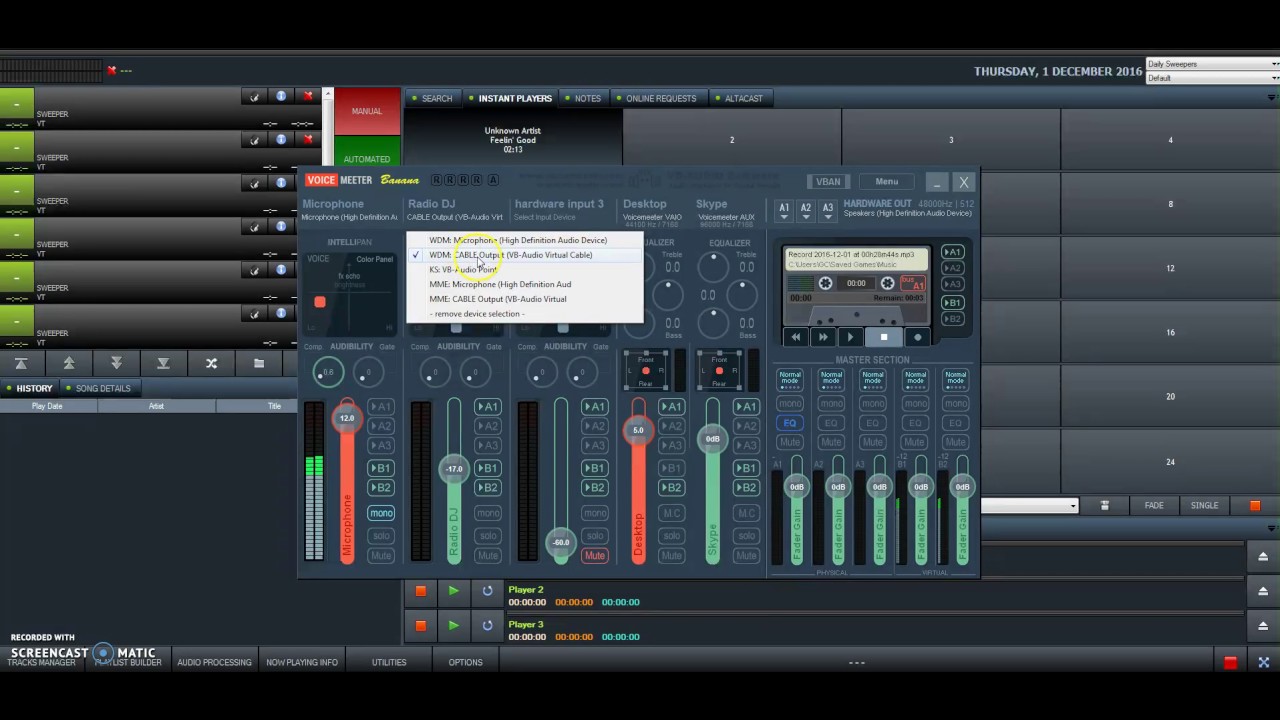 Voice Meeter + RadioDJ + Mic + Skype + Altacast