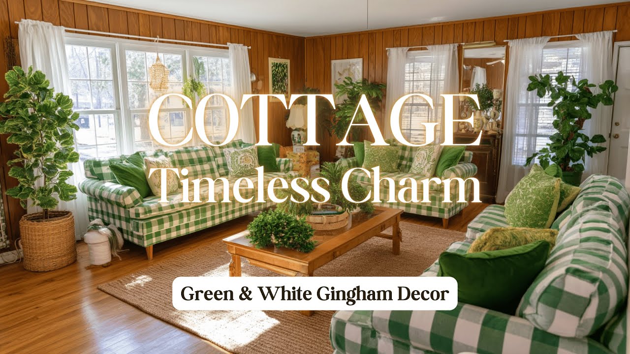 Green & White Gingham Cottage Decor: Fresh & Timeless Charm for Elegant Country Style