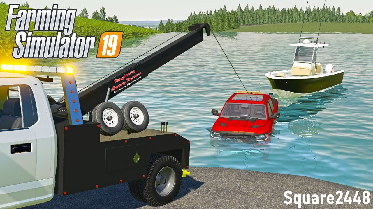 Truck SINKS At Boat Ramp! + BROKEN Farm Truck! | Heavy Rescue | Farming Simulator 19