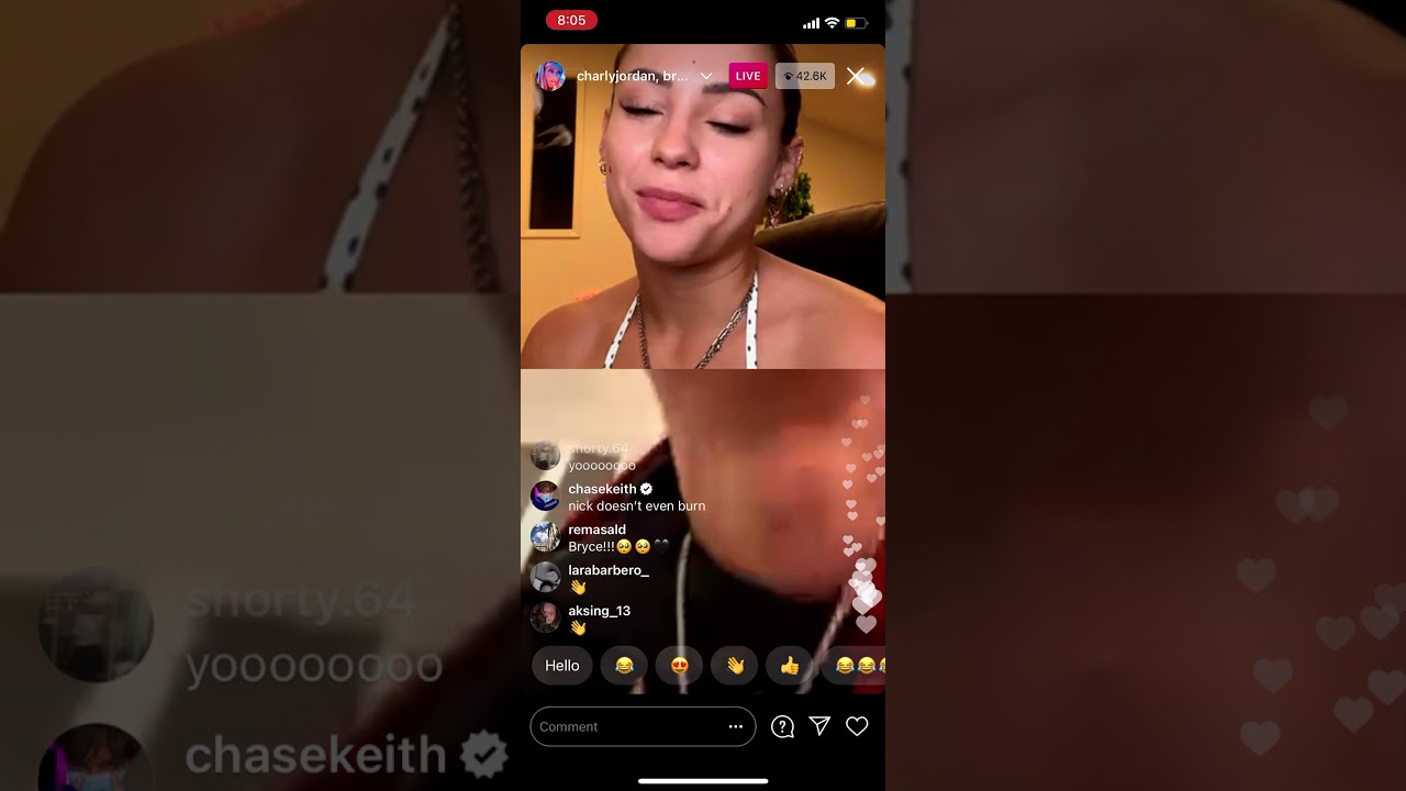 Bryce Hall smoking on live with Charly Jordan