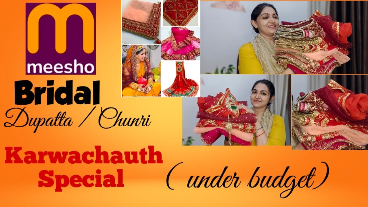 Karwa Chauth Dupatta & Chunri Haul | Bridal dupatta Ideas #karwachauth #karwachauthspecial #meesho 