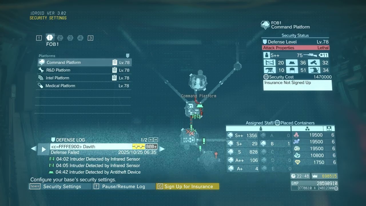 MGSV FOB: Security Log of cheater 'c=FFFFE900 Davith'