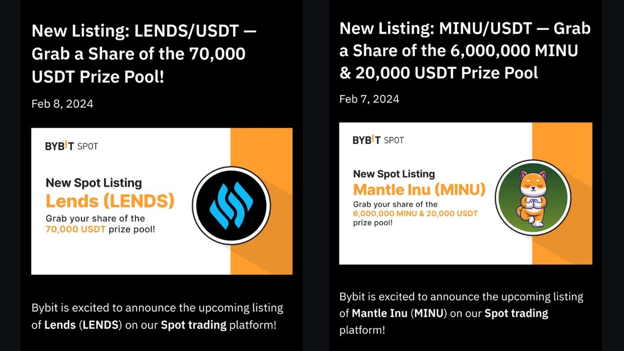 Bybit Prize Pool Offer : LENDS/USDT - 70,000 USDT! & MINU/USDT - 6,000,000 MINU