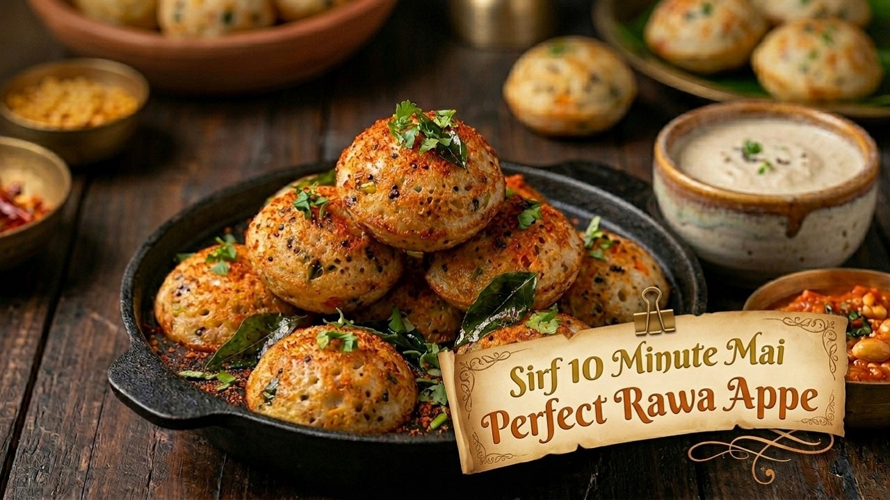 Crispy Rawa Appe Recipe | 10 Minute Me Banaaye Super Tasty Suji Appe | Easy Breakfast Recipe