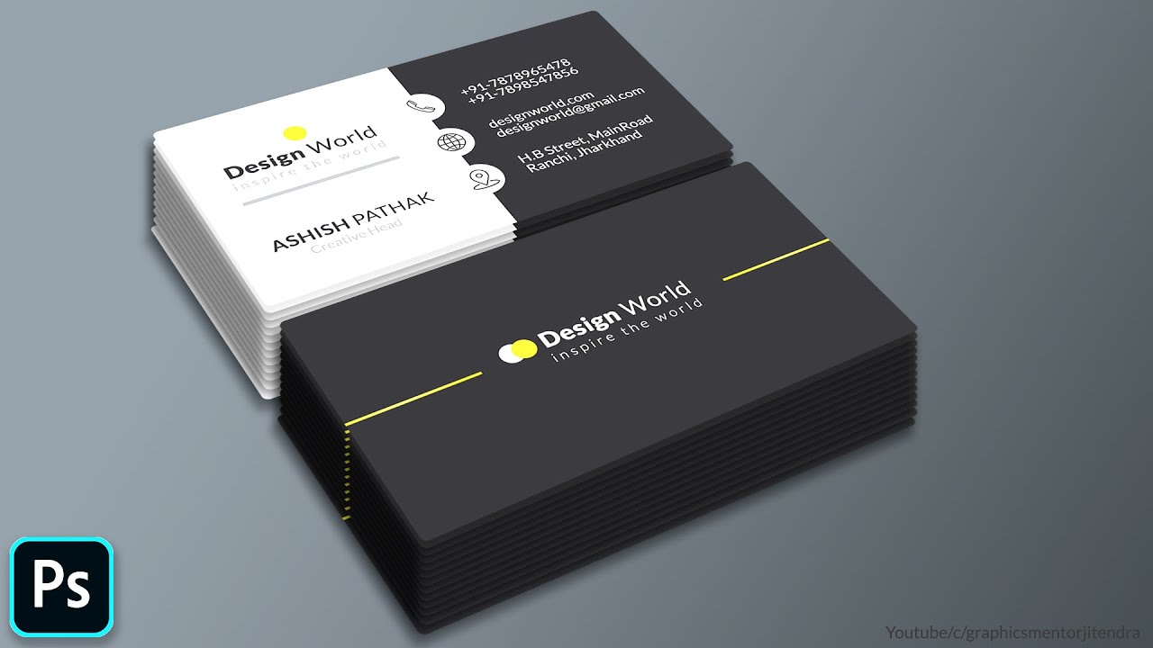 How to Design Pro. Visiting Cards in Photoshop | in Hindi | GraphicsMentorJitendra