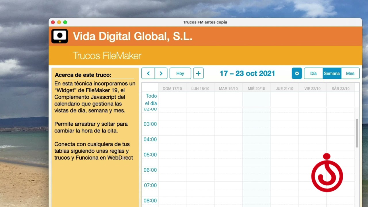 Truco Filemaker 23: usar el complemento javascript de Calendario en Filemaker