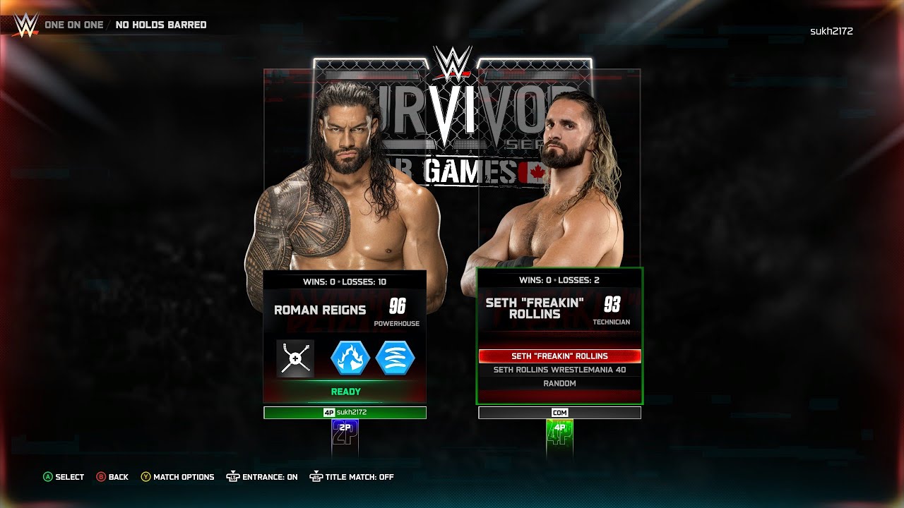 wwe 2k25 Roman Reigns Vs Seth Rollins wwe live match