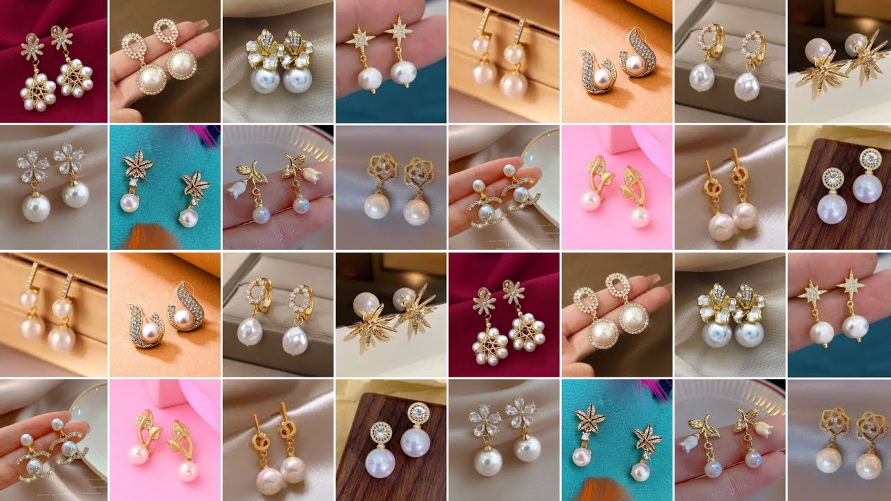 Latest and Beautiful Gold pearl earrings designs for Women ||Pearl Studs Design ||Earrings Design