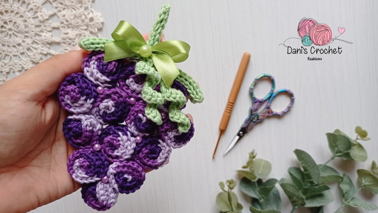 😱 increíblemente fácil de tejer 🍇| aplicación de uvas a crochet | versión fácil