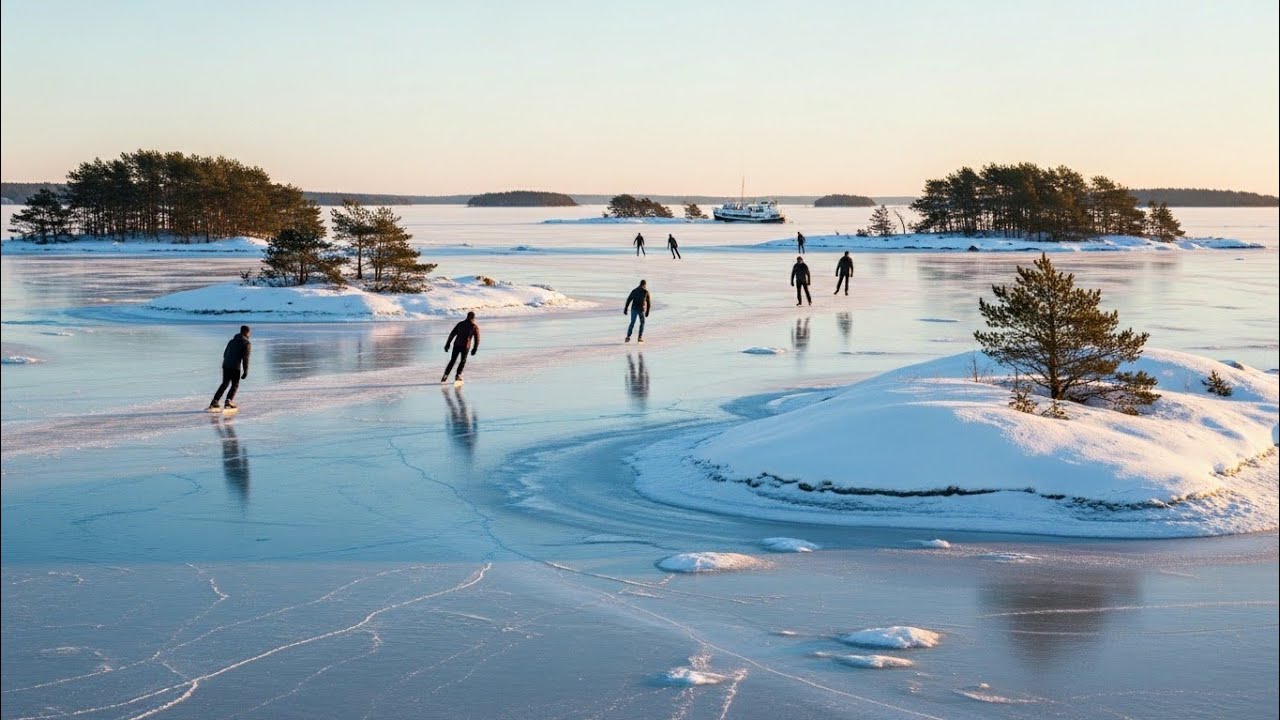 Baltic Sea Freeze: Skating Across Islands!